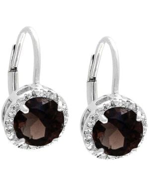 Gemstones Silver 2.84 Ct. Tw. Diamond & Smoky Quartz Earrings - Black