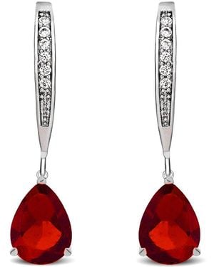 Genevive Jewelry Silver Earrings - Red