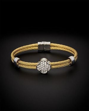 Juvell 18k Plated Cz Twisted Mesh Bangle Bracelet - Black