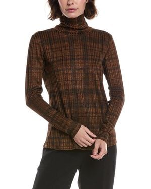 Premise Studio Scrunch Neck Drop Needle Top - Brown