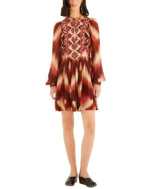 FARM Rio Amanda Matelassé Long Sleeve Mini Dress - Red