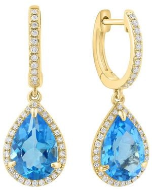 Effy Fine Jewelry 14K 4.75 Ct. Tw. Diamond & Topaz Earrings - Blue