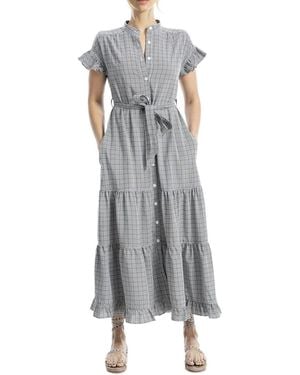 Max Studio Ruffle Hem Belted Maxi Dress - Grey