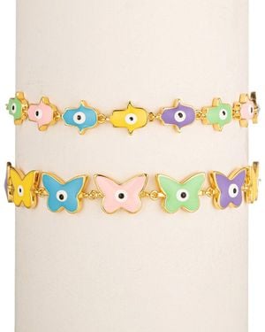 Eye Candy LA The Luxe Collection Hamsa & Butterfly Bracelet Set - Blue