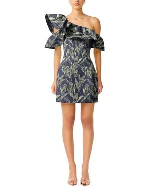 Elliatt Luella One Shoulder Ruffle Mini Dress - Blue