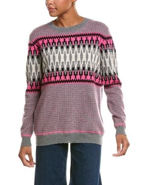 Brodie Cashmere Phoebe Jacquard Crewneck Cashmere Jumper - Red