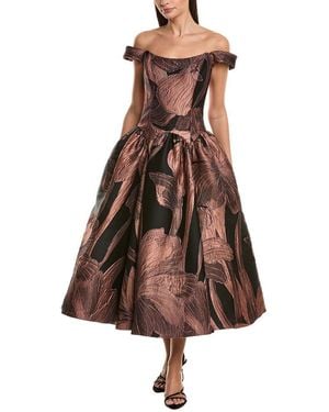 Amsale Jacquard Gown - Brown