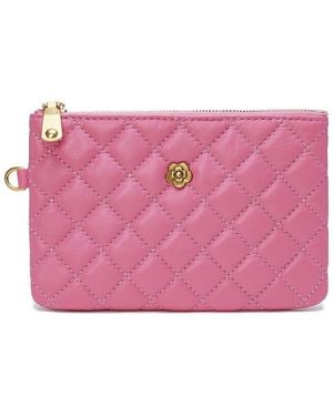Tiffany & Fred Paris Quilted Leather Pouch - Pink