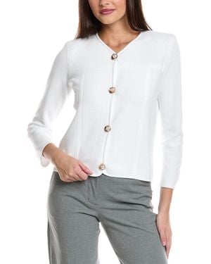 St. John Stretch Pique Knit Jacket - White