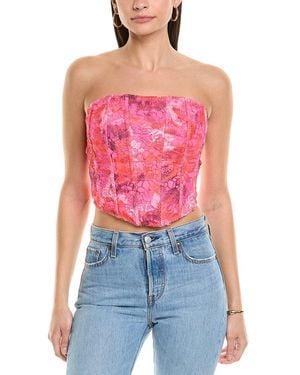 Rococo Sand Linen-Blend Corset Top - Red