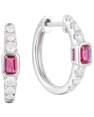 Gregg Ruth 14K 0.80 Ct. Tw. Diamond & Ruby Huggie Earring - White