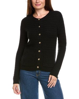 Kier + J Kier + J Basket Weave Wool & Cashmere-Blend Cardigan - Black