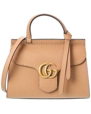 Gucci Gg Marmont Leather Satchel - Brown