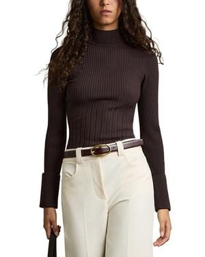 Reiss Vienne Mock Neck Top - Brown