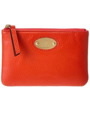 Mulberry Logo Plaque Leather Coin Purse - Red