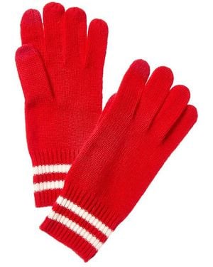 Phenix Double Stripe Cuff Touch Tech Cashmere Gloves - Red