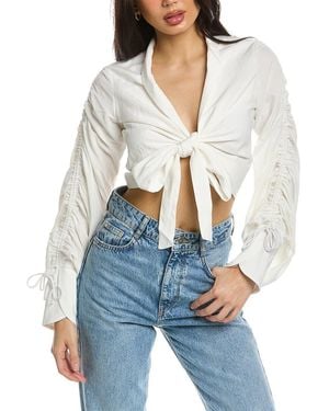 Just BEE Queen Dakota Linen-blend Top - White