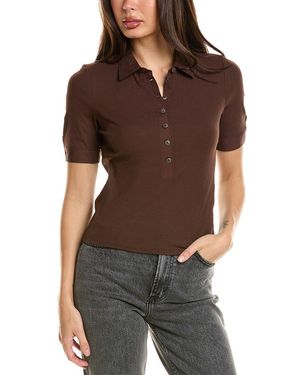 Rag & Bone Ribbed Mix Media Polo Shirt - Brown