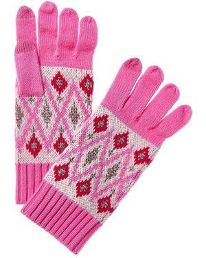 Sofiacashmere Sofiacashmere Fairisle Lurex Wool & Cashmere-Blend Glove - Pink