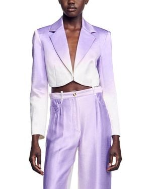 Sandro Iska Linen-Blend Blazer - Purple