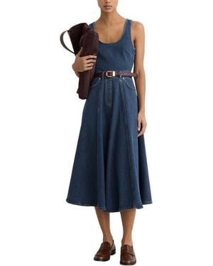 Reiss Petite Rosie Denim Sleeveless Waisted Midi Dress - Blue