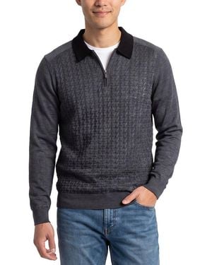 RAFFI Jacquard Zip Wool-Blend Polo Shirt - Blue