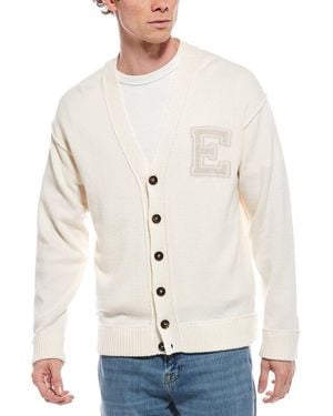 Eleventy Jacquard Wool Cardigan - White