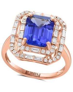 Effy Fine Jewelry 14K Rose 3.51 Ct. Tw. Diamond & Tanzanite Ring - Blue