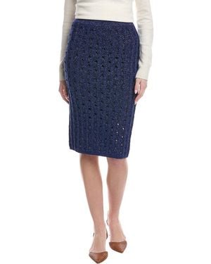 St. John Rib Crochet Knit Skirt - Blue