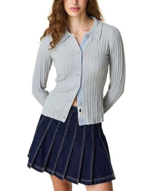Rowing Blazers Cable Knit Collared Wool-Blend Cardigan - Gray