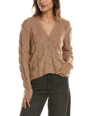 Forte Cable V-neck Wool & Cashmere-blend Cardigan - Brown