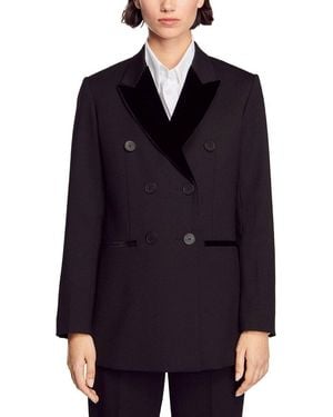 Sandro Valois Wool-Blend Blazer - Blue