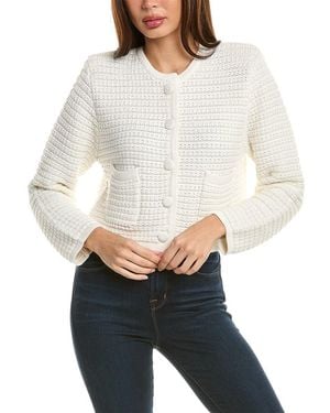 Hannah Rose Chunky Textured Button Cashmere-Blend Cardigan - White