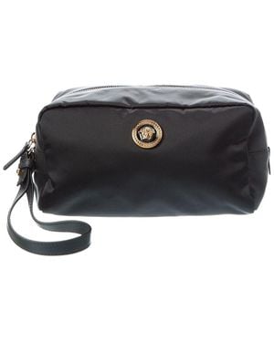 Versace Satin & Leather Cosmetic Case - Black