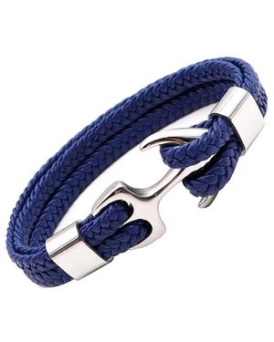 Stephen Oliver Silver Plated Leather Nautical Bracelet - Blue