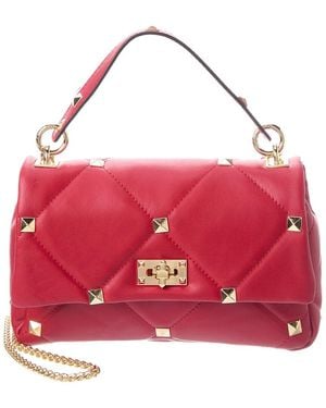 Italian Leather Shoulder Bag - Red