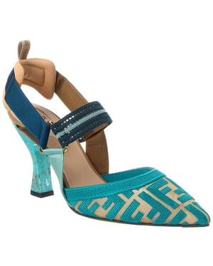 Fendi Colibri Ff Mesh Slingback Pump - Blue