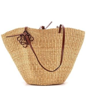 Loewe Woven Raffia Shell Basket Bag Medium (Authentic Pre-Loved) - Natural