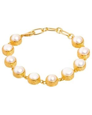 Ebru Jewelry Pearl Collection Plated 0.3In Pearl Tennis Bracelet - Metallic