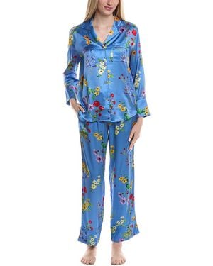 Petite Plume 2Pc Silk Pyjama Set - Blue