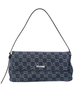 Gucci Madison Medium GG Denim & Leather Shoulder Bag - Blue