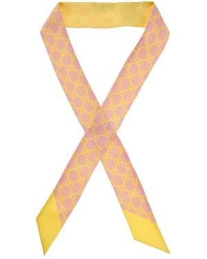Gucci Gg Twill Silk Ribbon - Yellow
