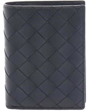 Bottega Veneta Leather Intrecciato Wallet Black (authentic Pre-loved) - Blue