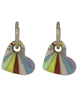 Ebru Jewelry Love Hoop Earrings - Green
