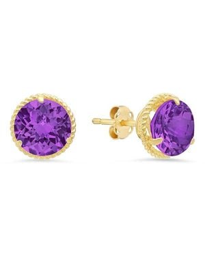 MaxColor 14k 2.60 Ct. Tw. Amethyst Halo Studs - Purple