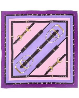 Gucci Printed Silk Twill Carre - Purple