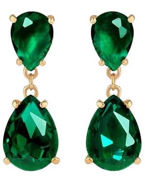 Liv Oliver 18K 28.75 Ct. Tw. Emerald Drop Earrings - Green