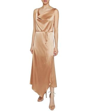 Santorelli Simona Cowl Neck Silk Midi Dress - Natural