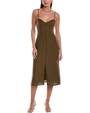 Onia Air Corset Linen-Blend Midi Dress - Green