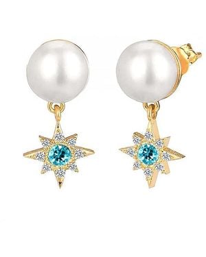 Gabi Rielle 14k Over Silver Cz Fire Blossom Earrings - White